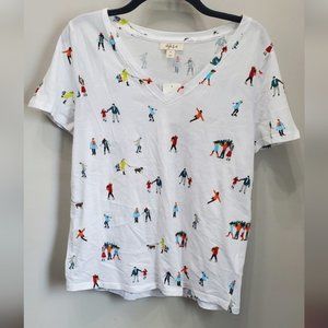 Winter Scene V-Neck 100% Cotton T-Shirt